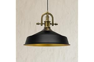 Bamyum Asletl-Marine - Lámpara colgante industrial negra de 15.7 pulgadas, lámpara colgante industrial para sala de estar, comedor, cocina, estilo vintage