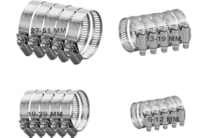 SZWLJ Set di morsetti a vite, in acciaio inox 304, 20 pezzi da 6 a 51 mm, fascette regolabili, tubi flessibili, morsetti per tubo della benzina, tubo del gas per la casa e più pantaloni, 4 dimensioni
