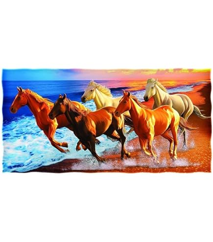 Serviette De Bain Microfibre Gocher 100x180cm - Motif Cheval Ou Dauphin, Pour Plage, Hôtel, Adulte