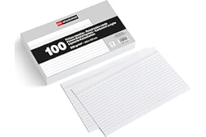 Miquelrius - Flashcards, Cartes d’étude, 100 fiches Bristol lignées pour notes, Format 200 x 125 mm, Papier carton offset 200 g/m², Fournitures de bureau et scolaires pour la rentrée