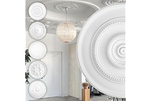 HEXIM Perfect rosette stucco - grand choix de rosettes de plafond en mousse dure de PU, robuste, élément décoratif (B3046 - Ø 762 mm) Bordure de lustre médaillon décoration intérieure