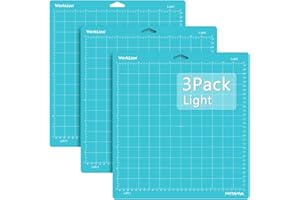 WorkLion Tapis De Découpe LightGrip: Pour Cricut Explore One/Air/Air 2/Maker,30,5 x 30,5 cm,Adhésif Léger Antidérapant et Durable pour Projets d'Art et d'Artisanat(Lot de 3 tapis)