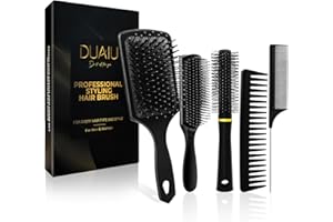 DUAIU 5 Stück Kamm Männer Styling Haarkamm Set für Alle Haartypen Paddle Haarbürste Entwirrungsbürste Quiff Rundbürste Breitzahn kamm Rat Tail Kamm für Trockenes oder Nasses Friseurwerkzeuge