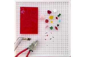 ILLUCKAI 12"x12" Stained Glass Cutting Mat, Double-Layer Detachable Design, Great for Scoring and Cutting Glass, Catching Shards in Grids, Glass Cutting Tools Supplies