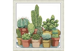 Kit de punto de cruz de Nanad con estampado de cactus en botella, para niños o adultos principiantes, kits de punto de cruz para bordado, No nulo, como se muestra en la imagen, 11ct