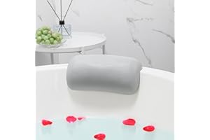 Lonkenn Badewannenkissen, Ergonomisches Badekissen, PU-Wannenkissen mit Saugnäpfen, wasserdichte Badewannen Kissen, Badewanne Nackenpolster, rutschfest, Bad Zubehör für Badewanne, Spa-Grau