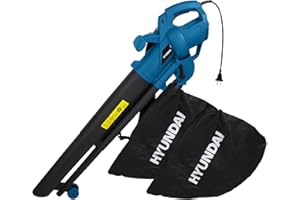 HYUNDAI Aspirateur Souffleur Broyeur Électrique 3200 W, 3 en 1, Variateur de Vitesse 6 Niveaux, Débit d'air 642 m³/h, Sac Collecteur 40 L, roulettes, Poignée Directionnelle - HAS3202SV