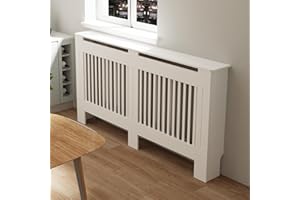 FATIVO Heizkörperverkleidung Hohe Heizkörperabdeckung Vertikal Lamell Holz 101×172×19 Weiß aus MDF lackiert Landhausstil Heizungsverkleidung Hoch für Schlafzimmer Wohnzimmer Büro Heizkörper Abdeckung