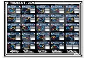 PICK A LANE Formula 1 Racing Schedule 2024 Wallchart (SRA3 Poster 450mm x 320mm) with details of all F1 races in the 2024 season calendar