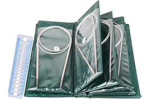 Coopay Lot de Aiguilles à Tricoter Circulaires en Métal de 40cm avec Étui et Jauge D'Aiguille, 1,5-5,0mm Aiguilles Tricot en Rond pour Petit ou Grand Project, Aiguille Circulaire Tricot - 40cm