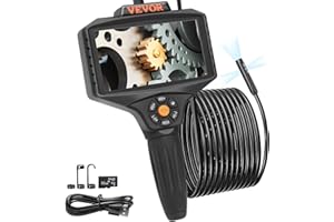 VEVOR Kamera endoskopowa potrójna soczewka 5" ekran IPS 854 x 480, kamera inspekcyjna 5 m kabel kamera rurowa 5000 mAh akumulator do kamery kanałowej 5-6 godz. IP67, endoskop obrotowy o 180°