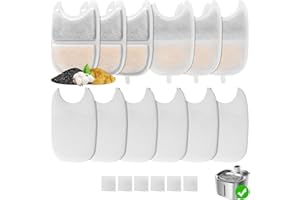 Feriva 6 Set Filtri Fontanella per Gatti per 4L Fontanella per Gatti Senza Fili, Filtri per Fontane per Animali Domestici, Tripla Filtrazione Filtri di Ricambio(6 Filtri+6 Spugna Filtrante+6 Spugna)