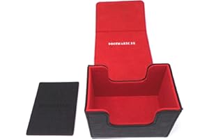 docsmagic.de Premium Magnetic Sideflip Box 80 Black/Red + Deck Divider - MTG - PKM - YGO - Kartenbox Schwarz/Rot