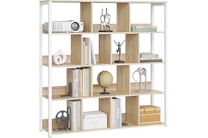 eSituro Estantería de Pie 4 Niveles, Libreria Estantes Abiertos, Marco de Metal Robusto, Estanteria Almacenaje para Salón, Dormitorio y Oficina, Madera, Marrón Rústico, 120x30x120cm