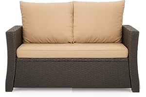 Setgarden® Coussin pour banc - Coussin de siège extérieur pour banc de jardin en polyrattan - Housse de coussin pour banc de jardin en rotin Hollywood (Beige, 110 x 50 x 50 cm)