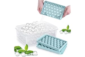 Theuwnee®2Pcs Vassoio rotondo del cubetto di ghiaccio con coperchio, vassoio del cubetto di ghiaccio del mini cerchio che fa 1.2 in x 99pcs, Adatto per whisky, bevande(2Pcs Vassoio)