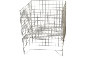 DISPLAY GURU Pentrum Large White Square Dump Wire Metal Bin Storage Basket Shop Market Display