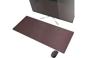 CENNBIE Dual Sided Leather Desk Mat, 90x40cm Extended Leather Desk Pad, Desk Mat, Large Office Writing Desk Computer Leather Mouse pad,Waterproof (Brown)