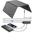 Ecosonique 30W/36W Portable Solar Panel Charger, DC19V, USB-A QC 3.0, USB-C PD 24W with Detachable Power Hub, ETFE IP67 Waterproof Foldable Solar Charger for iPhone Samsung Power Bank Power Station