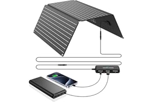 ECOSONIQUE TECHNOLOGY Ecosonique 30W/36W Faltbar Solarpanel, DC 19V,USB-A QC 3.0, USB-C PD 24W mit Abnehmbarem Power Hub, IP67 Wasserdicht Solar Ladegerät für Handy Laptop Kamera Powerstation, Camping, Wandern