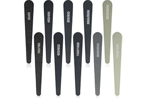 HONOSON 10 Paquets Bâtons de Ponçage de Polissage pour Modèle Plastique Bâton de Ponçage de Modèle Grains Assortis Outils de Papier de Verre Bois (Style de Goutte d'Eau, Note de Grains Faibles)