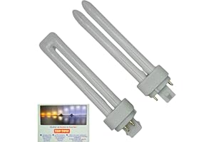 LevoLutz 18W 4 Pin G24Q-2 Compact Fluorescent Lamp 840/Cool White CFL Light Bulbs, Pack of 2, Includes Colour Temperature Info Card.