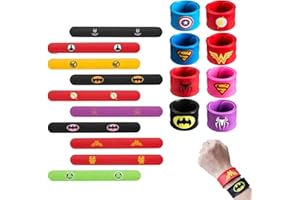 HBYMYDA 10Pcs Bracelets de Super-héros Super Heros Slap Bracelets pour Enfants Silicone Slap Bracelet Ensemble pour Fête Anniversaires Garçons et Filles