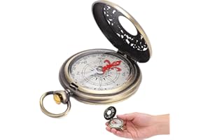 CYSFETENA Kompass Wandern aus Messing, Outdoor-Kompass Camping Navigationswerkzeug, 360° Navigation Taschenkompass für Kinder und Erwachsene Outdoor und Abenteuer