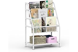 Huhote Children Kids Bookshelf, Small Bookcase, Kids Book Rack, Book and Toy Storage Organizer Display Stands Shelf for Small Place Living Room Study Children's Room (White)