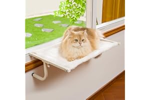 CATISM Cat Window Perches Cat Window Hammock Cat Hanging Bed for Indoor Cat with Steel Frame Upgrade Strong Suction Cups Sturdy Holds Up to 20KG/40LBS
