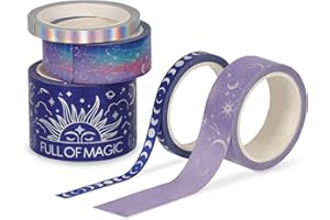 Legami - Lot de 5 rubans adhésifs en papier, Tape by Tape, Magic, colorés, pour coller, décorer et personnaliser, 3 tailles différentes, longueur de 5 mètres chacune