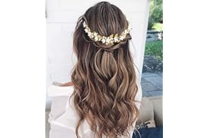 Unicra oro boda perla pelo vides flor hoja tocados boda accesorios para el cabello para la novia