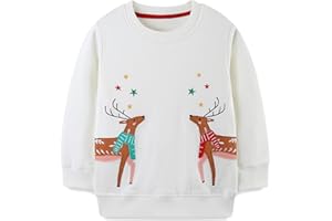 LANGUBABY Mädchen Sweatshirt für Kinder Weihnachten Cartoon Pullover Baumwolle Langarm Top Größe 92-122, 1-7 Jahre
