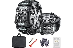 SUNYRISY Schneeketten, 6-Stück Universal Anfahrhilfe Schneeketten für Reifenbreite 165-275 mm, Verdickte Schwerlast Notfallzugketten für die Meisten PKW/SUV/LKW, Schwarz