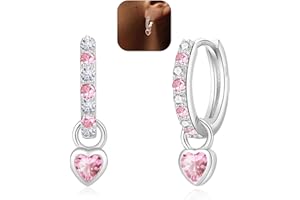 XOEMEL Ohrringe Silber 925 für Damen Creolen Silber 925 Klein mit Zirkonia Ohrringe Herz Hängend Hypoallergen Mini Creolen Gold für Frauen