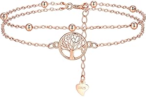 Lydreewam Lebensbaum Armband für Damen 925 Sterling Silber Baum des Lebens Doppel Armkette mit Geschenkbox für Geburtstag Muttertag Weihnachten, verstellbar 17+4cm (Silber/Gold/Rosegold)