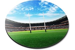 DESTINATION VINYL LTD Rugby Pitch RFC Stadium - Flexible Round 5mm Rubber Mouse Mat Pad Office Home Novelty Printed Desk Accessory 16367