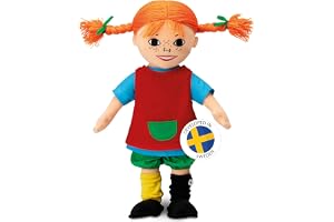 PIPPI LONGSTOCKING Doll – babymjuka plyschleksaker, dockor för flickor, trasdockor, gosig leksak, 40 cm, 10+ månader gammal