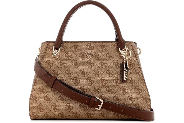 GUESS Noelle II Luxury Satchel Latte Logo/Brun, Latte logotyp