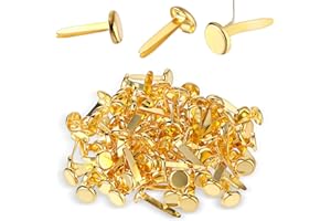 Metall Musterbeutelklammern,Ymapinc 100 Stück Runde Briefklammern 8mm Rundkopfklammern Gold Mini Brads Scrapbooking Musterklammern für DIY Schulbüro Basteln Dekorationenherstellung Verzierungen