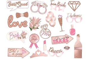 XINDY Rose Gold Wedding Hen Party Photo Booth Props, 21pcs Team Bride Selfie Props Bridal Shower Party Props Hen Night Accessories Hen Do Photo Props Bachelorette Party Photo Booth Props Bride To Be