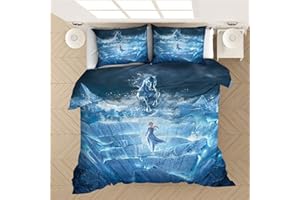 Goplnma- ELSA Bettwäsche Frozen-Kinderbettwäsche Für Mädchen-3D Digitaldruck, Mit Kissenbezug Reißverschluss, Mikrofaser, Mehrfarbig (135x200cm,6)