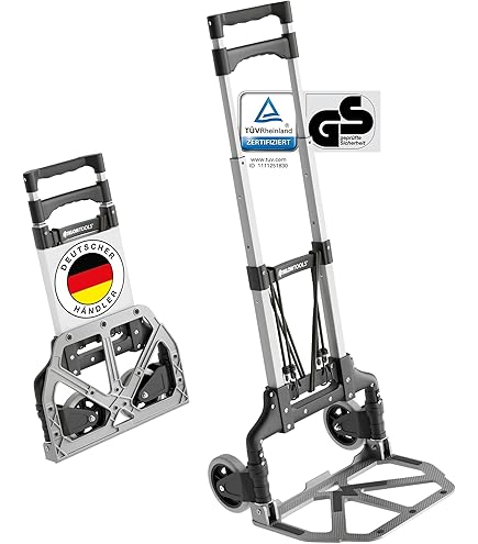QWORK® Chariot De Transport Pliable De 160 Kg Avec Cadre En Acier Robuste Et Roues En Caoutchouc Massif, Hauteur Réglable De 88 à 114 Cm, Surface De Chargement 48 X 33 Cm