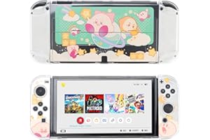 YOCORE Funda protectora Funda delgada compatible con Switch OLED y Joy Con - Absorción de golpes y antiarañazos - Transparente Cute Kirby