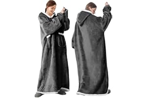 FEELJAM Decke mit Ärmel Pullover kuscheldecke mit Kapuze Grau - Decke Hoodie, Kuscheldecke mit Ärmeln, Erwachsene Ärmeldecke Weich Warm, Ganzkörperdecke als TV Decke 80 x 150 cm, dunkelgrau