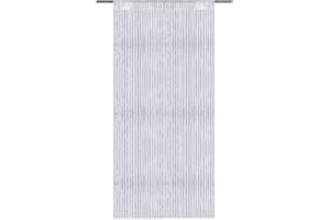 Bestlivings Fadenvorhang mit Stangendurchzug, Gardine in Lurex-Optik, eleganter und stilvoller Dekoartikel in vielen Farben und Größen (weiß - perlweiß / 90x200 cm)