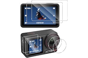 Locofun Schutzfolie für DJI Osmo Action 5 Pro für Panzerglas, Displayschutzfolie + Glas Objektiv [2+2+2 Stück], 9H Härte Anti-Kratzer Displayfolie Kameraschutz Schutzglas