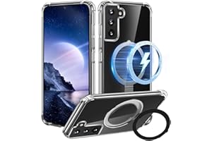 Tawarror Magnetyczne etui do Samsung Galaxy S22 5G, kompatybilne z Magsafe, przezroczyste silikonowe etui do Samsung S22 ze stojakiem, twardym PC Zderzakiem TPU Odporny na wstrząsy Odporny na