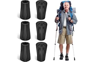 KUFAERBEAM Gummipuffer für Wanderstöcke [6 Stück], Profi Wanderstock Aufsatz Set für Nordic Walking Stöcke, Schwarz 11mm für Leki Gummipuffer, Ersatz Gummi Puffer für Trekking/Urban Walking