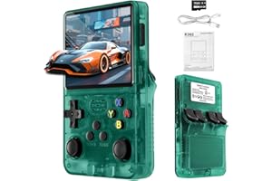 SKRMOONING R36S Retro Handheld Game Console with 3.5-Inch Screen,64G Built-in 15000+ Classic Games, Open Source System, Portable Gaming Player for Travel,Gift for Teen or Partner(Green）